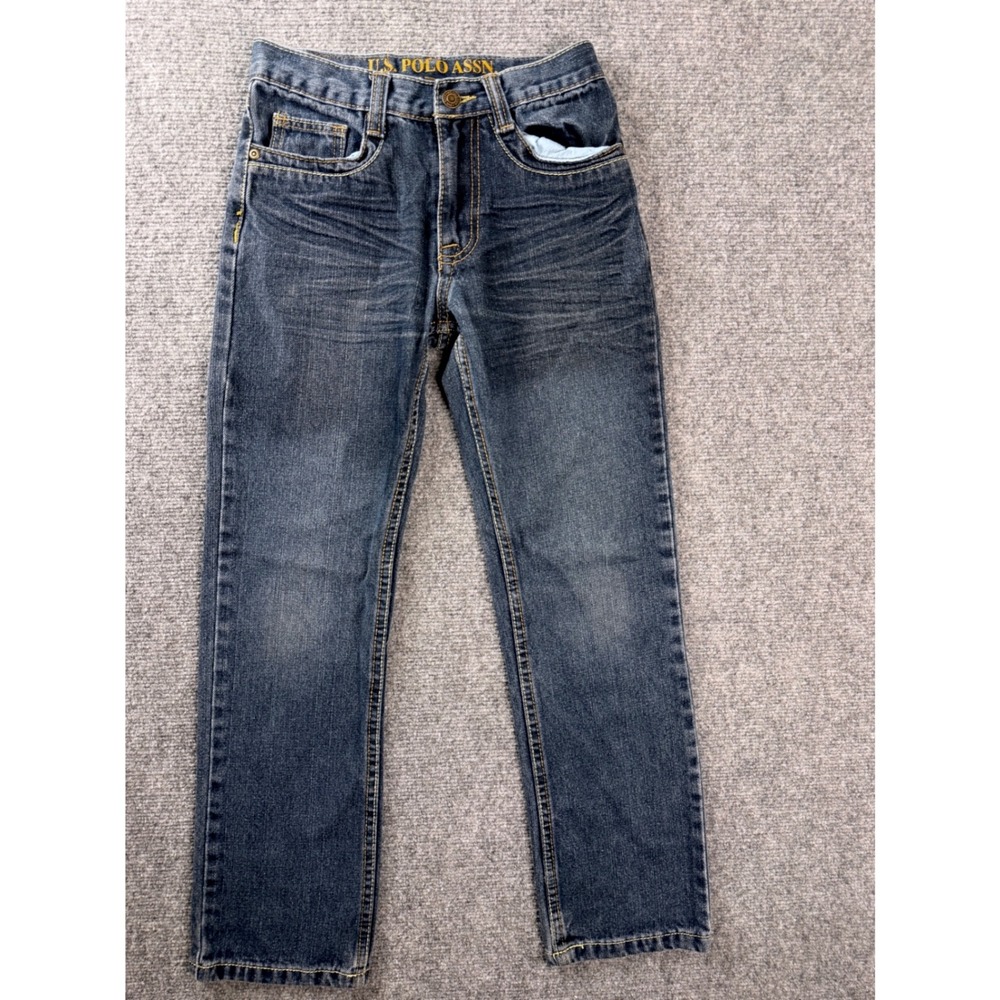 US Polo Assn Kids Boys Size 12 Slim Straight Jeans Blue Denim Embroidered Vtg